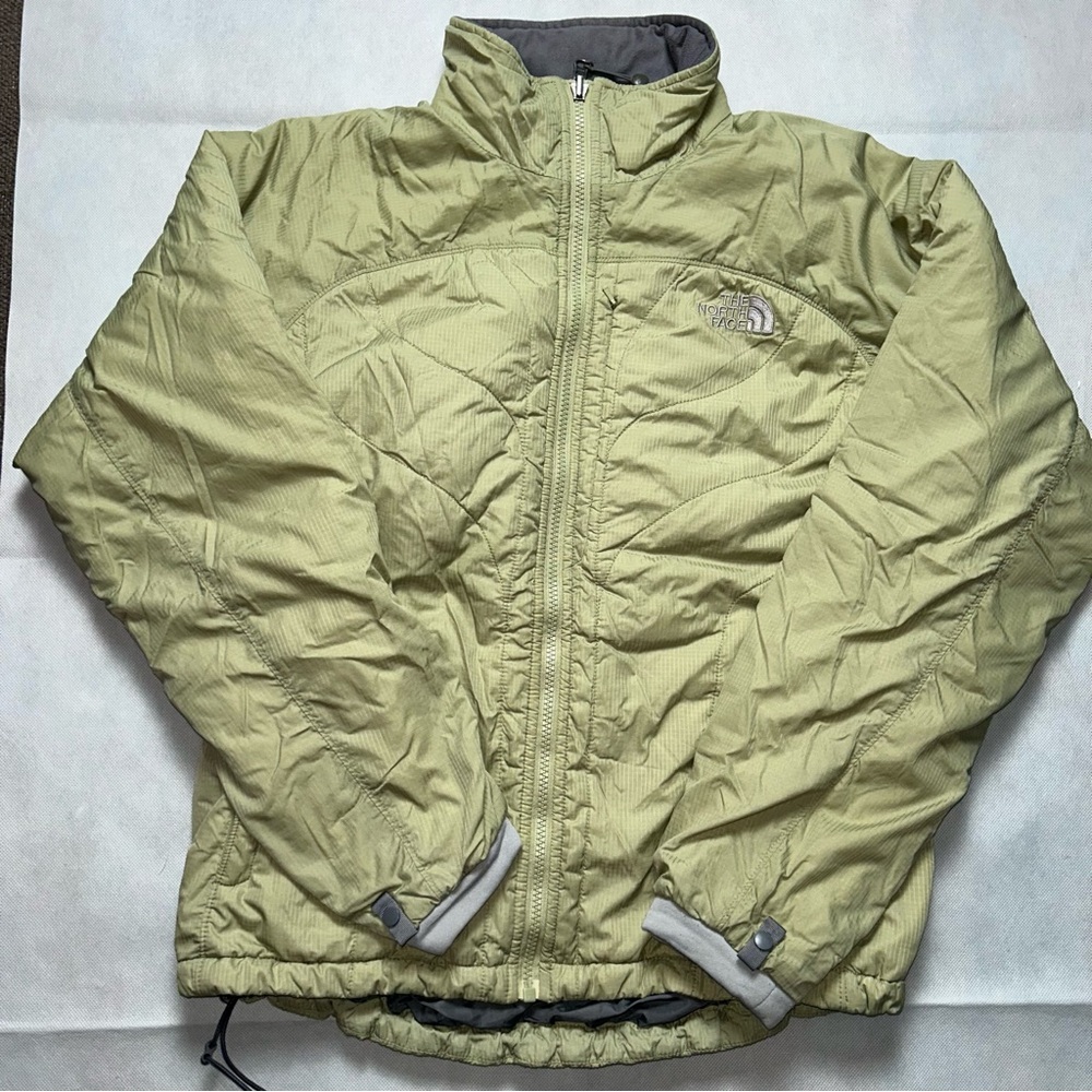 The North Face light green and grey puffer primaloft jacket size medium